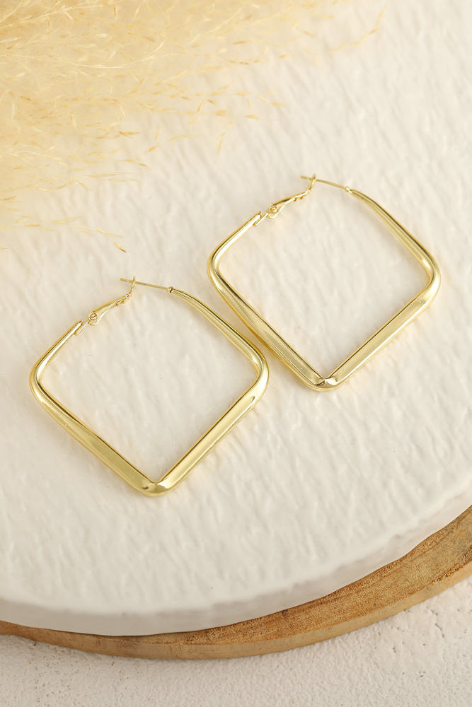 Gold Minimalist Square Hoop Earrings