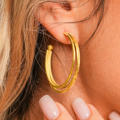 Gold Minimalist Triple Hoop Earrings