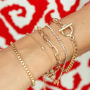  Gold Rhinestone Geometric 5-pcs Bracelet Set