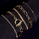  Gold Rhinestone Geometric 5-pcs Bracelet Set