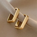  Gold Square Hook Plated Alloy Stud Earrings