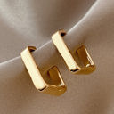  Gold Square Hook Plated Alloy Stud Earrings