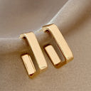  Gold Square Hook Plated Alloy Stud Earrings