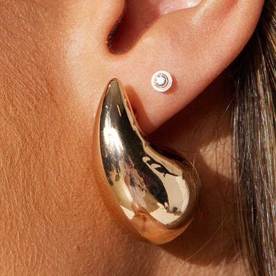 Gold Teardrop Plated Alloy Stud Earrings