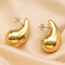  Gold Teardrop Plated Alloy Stud Earrings