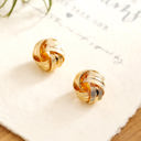  Gold Textured Knot Stud Earrings