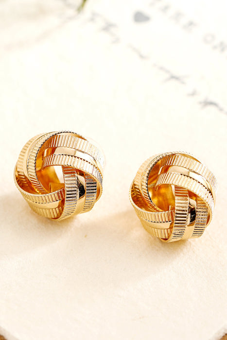 Gold Textured Knot Stud Earrings