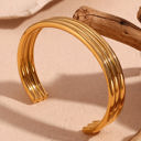  Gold Three Layered Notched Design Bangle