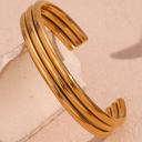  Gold Three Layered Notched Design Bangle