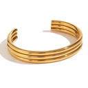  Gold Three Layered Notched Design Bangle