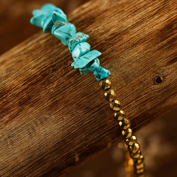 Gold Turquoise Beading Adjustable Bracelet