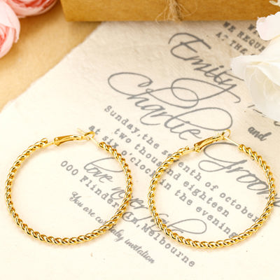Gold Twisted Large Hoop Earrings