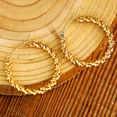 Gold Vintage Textured Hoop Earrings