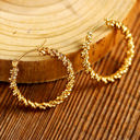  Gold Vintage Textured Hoop Earrings
