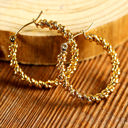  Gold Vintage Textured Hoop Earrings