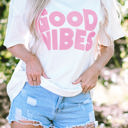  GOOD VIBES Chenille Embroidered Crewneck Tee