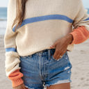  Gracelynn Striped Drop Shoulder Cozy Sweater