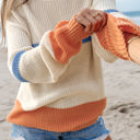  Gracelynn Striped Drop Shoulder Cozy Sweater