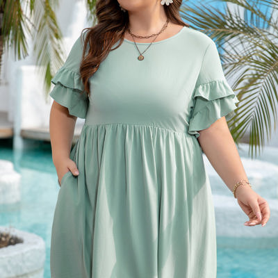 Gracie Plus Size Ruffle Trim Short Sleeve Dress