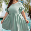  Gracie Plus Size Ruffle Trim Short Sleeve Dress
