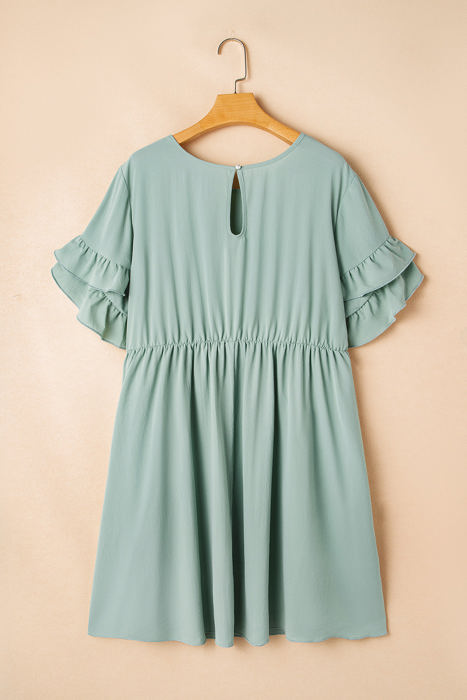 Gracie Plus Size Ruffle Trim Short Sleeve Dress