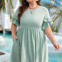 Grass Green XXXXL Gracie Plus Size Ruffle Trim Short Sleeve Dress