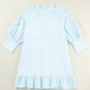  Gracie Seersucker Ruffled Puff Sleeve Mini Dress