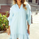 Myosotis XL Gracie Seersucker Ruffled Puff Sleeve Mini Dress