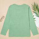  Grass Green Flower Applique Mineral Wash Plus Size Top