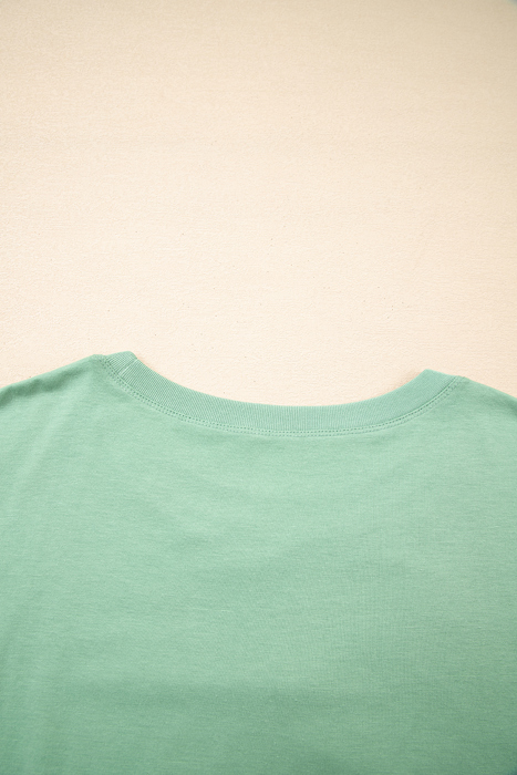 Grass Green Flower Applique Mineral Wash Plus Size Top