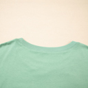  Grass Green Flower Applique Mineral Wash Plus Size Top