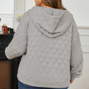  Gray Quilted Quarter Zip Plus Size Hoodie