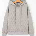  Gray Quilted Quarter Zip Plus Size Hoodie