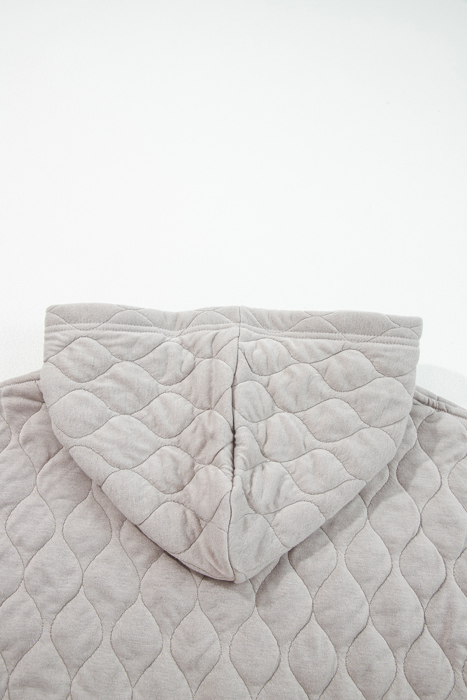 Gray Quilted Quarter Zip Plus Size Hoodie