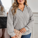 Gray 3X Gray Quilted Quarter Zip Plus Size Hoodie
