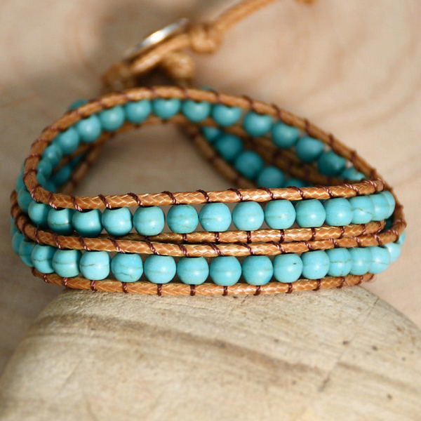 Green Double-Layer Hand-Woven Turquoise Beaded Bracelet