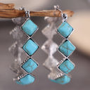  Green Square Turquoise Gem Earrings