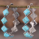  Green Square Turquoise Gem Earrings