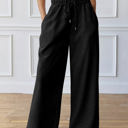 Black Large Greta Elastic High Waist Drawstring Sweatpants