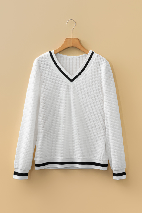Greta Trim Pullover Waffle Top