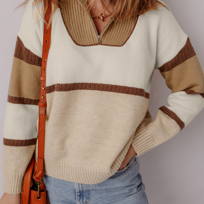 Guinevere Zipped Collared Pullover Sweater