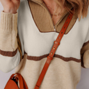  Guinevere Zipped Collared Pullover Sweater