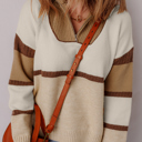  Guinevere Zipped Collared Pullover Sweater