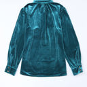  Gwynn Frilled Neck Buttoned Front Velvet Top