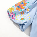  Hadlee Floral Embroidered Puff Sleeve Split Neck Blouse