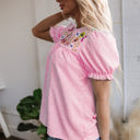  Hadlee Floral Embroidered V Neck Blouse