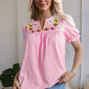  Hadlee Floral Embroidered V Neck Blouse