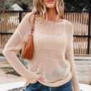 Smoke Gray Medium Hadley Crochet Hollow-out Sweater