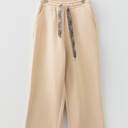 Oatmeal Large Hailey Elastic Waist Solid Pants