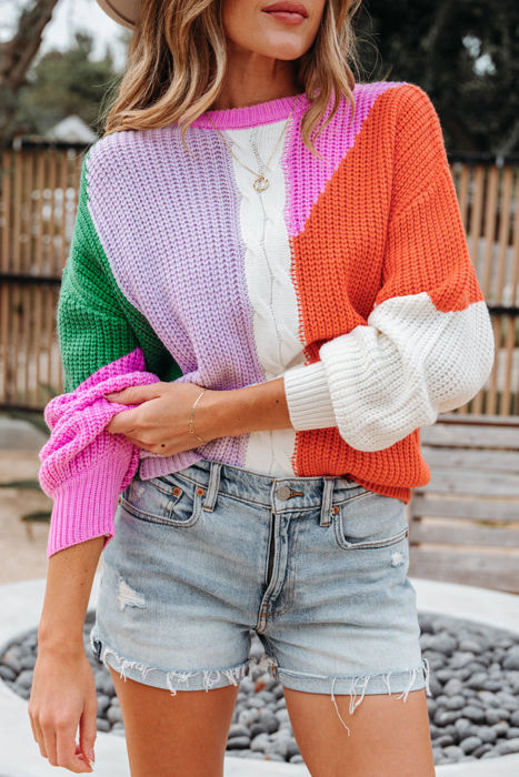 Hailey Textured Knit Drop Shoulder Loose Fit Sweater